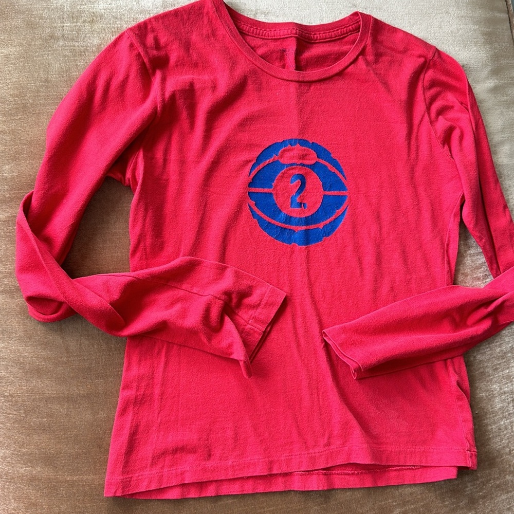 Vintage 1990s tee baseball print front in blue Tee red Cotton American Eagle sz4